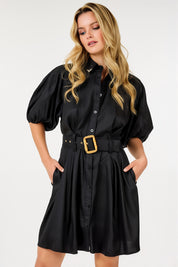 Elia Black Puff Sleeve Dress