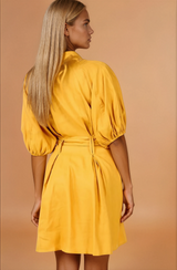 Elia Mustard Puff Sleeve Dress