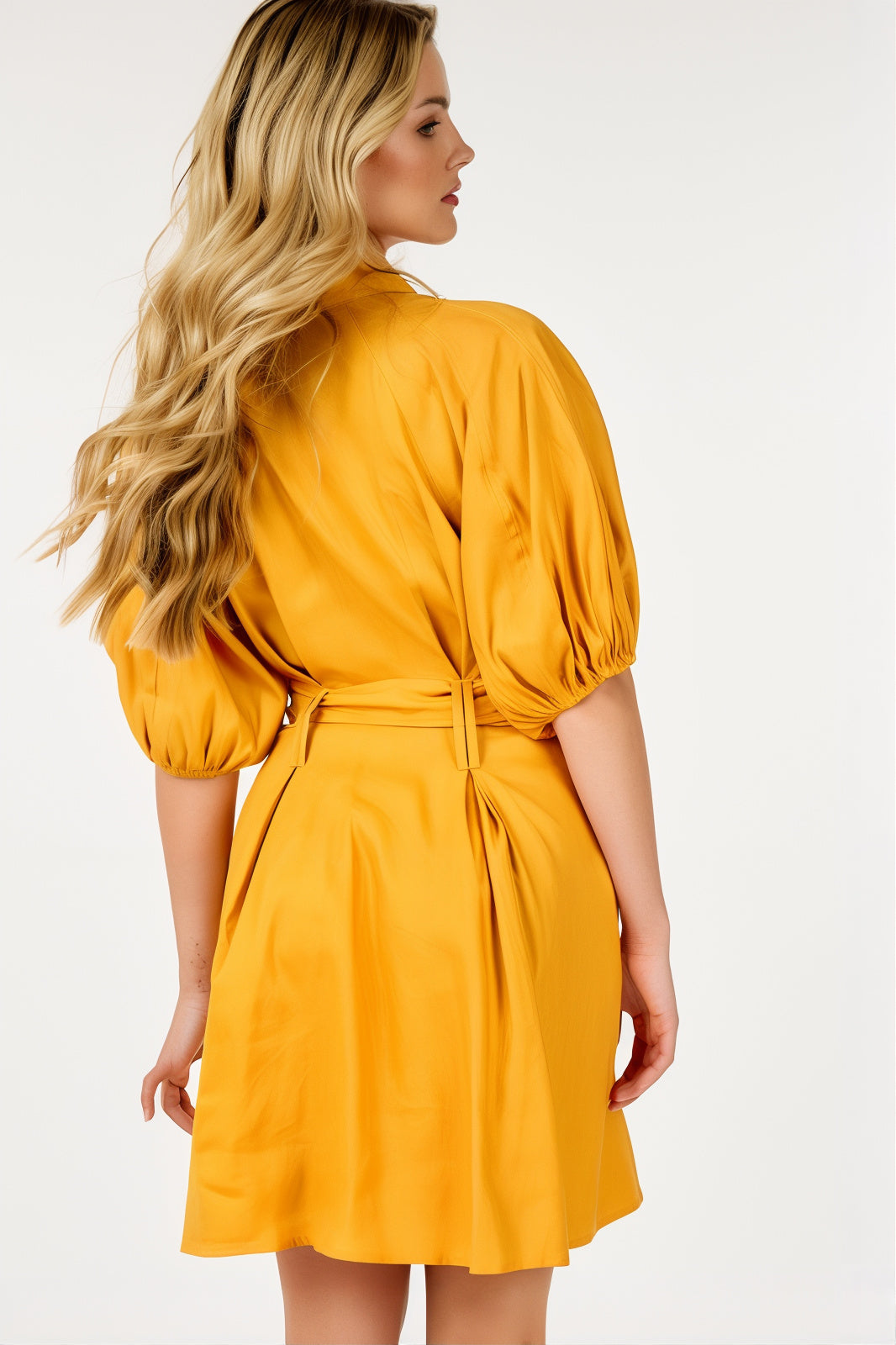 Elia Mustard Puff Sleeve Dress