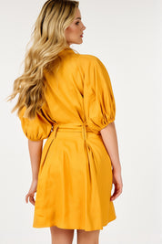 Elia Mustard Puff Sleeve Dress