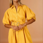 Elia Mustard Puff Sleeve Dress