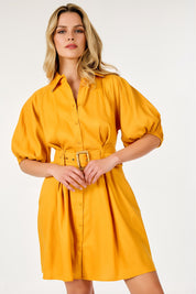 Elia Mustard Puff Sleeve Dress