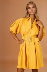 Elia Mustard Puff Sleeve Dress