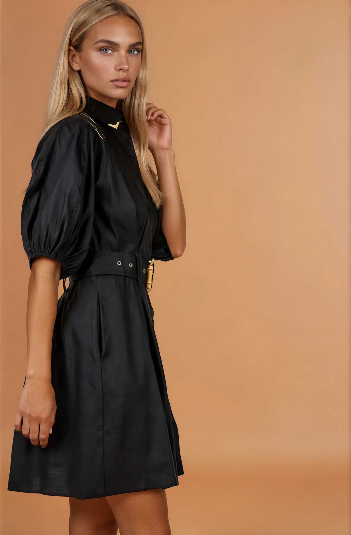 Elia Black Puff Sleeve Dress