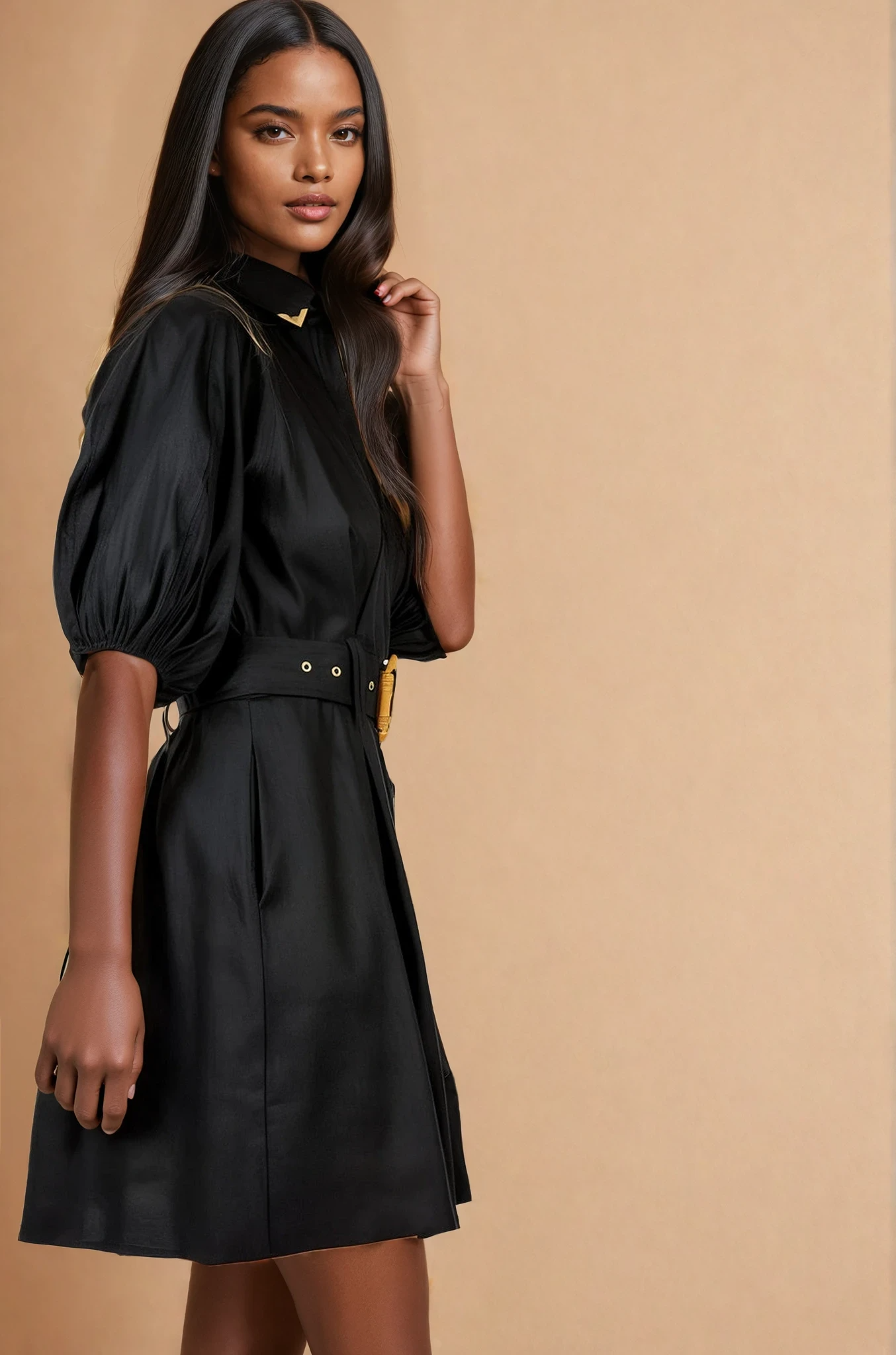 Elia Black Puff Sleeve Dress