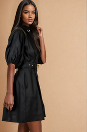 Elia Black Puff Sleeve Dress