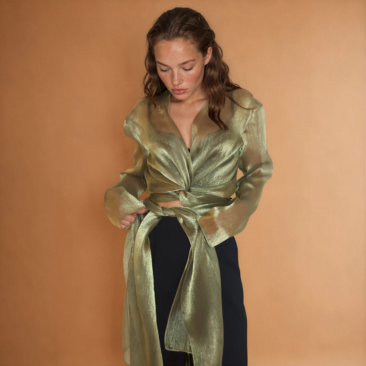 Green Sheer Long Sleeve Top