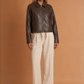Retro Type Loose Short Drawstring Faux Leather Jacket