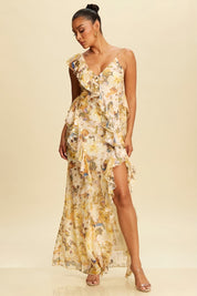 Becca Cream Gold Feature Frill Maxi