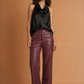 Rouge High Waist Wide Leg Faux Leather Pants