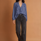 Frill V-Cut Long Sleeve Blouse