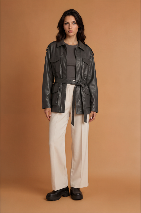 Carly Faux Leather Jacket Coat