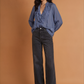 Frill V-Cut Long Sleeve Blouse