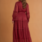 Elara Cinched Multi Layer Pleated Maxi Dress