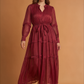 Elara Cinched Multi Layer Pleated Maxi Dress