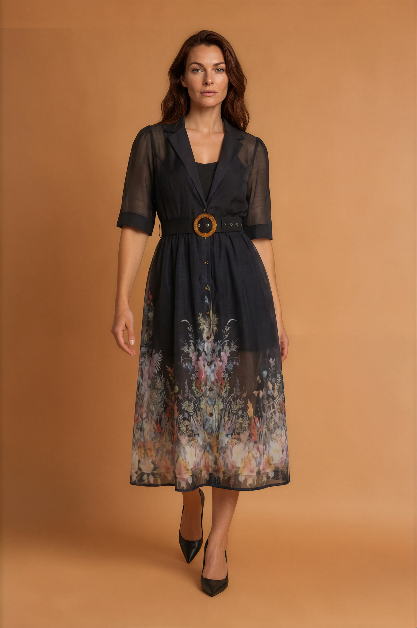 Rosa Sheer Black Floral