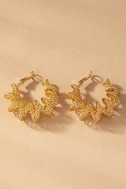 Brass tapered twisted coil hoop earrings
