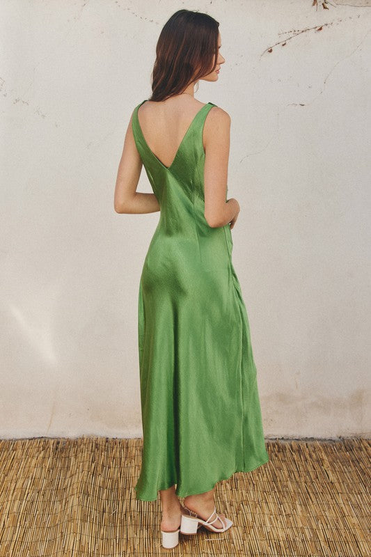 Ibiza Green Satin Dress