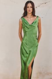 Ibiza Green Satin Dress