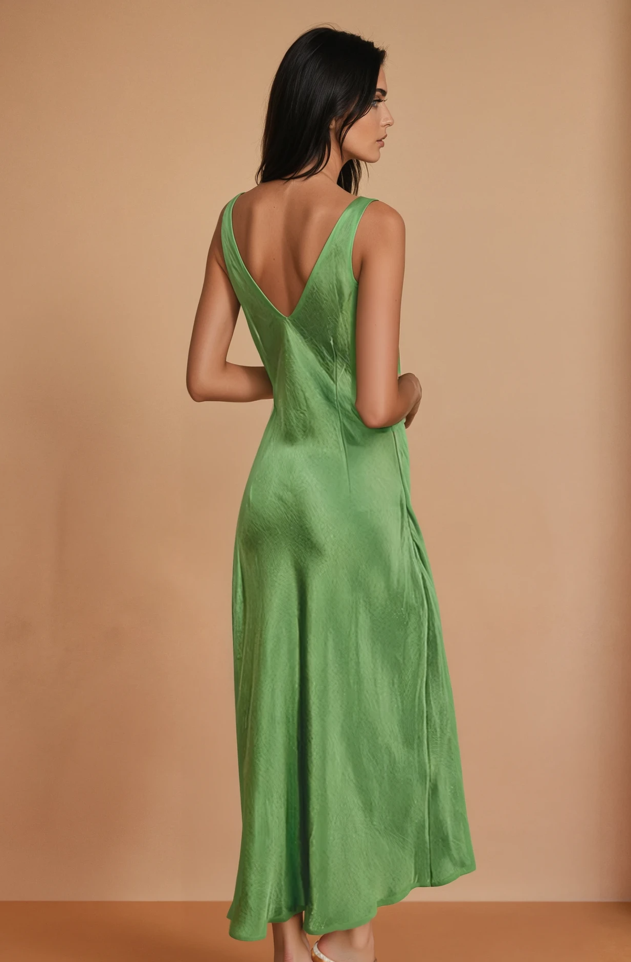 Ibiza Green Satin Dress