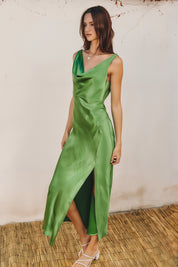 Ibiza Green Satin Dress