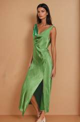 Ibiza Green Satin Dress