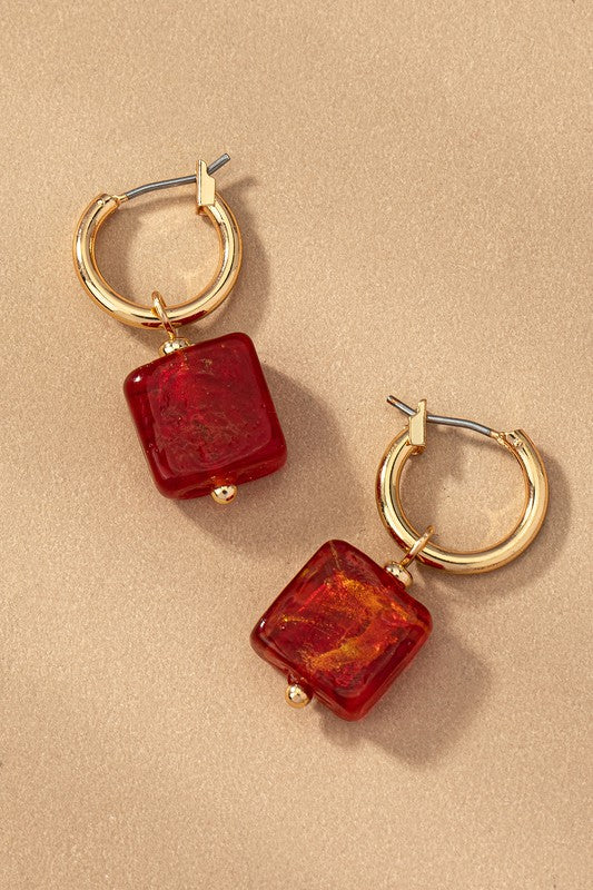Red Square Murano Earings