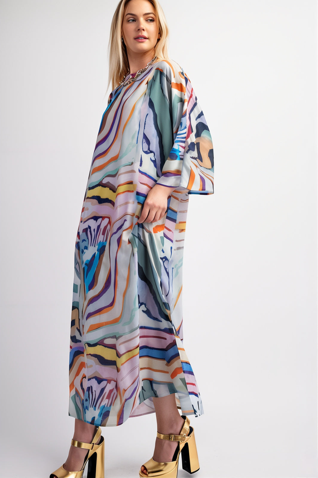Tuscan Boat Neck Printed Maxi Dress