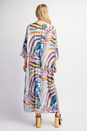 Tuscan Boat Neck Printed Maxi Dress