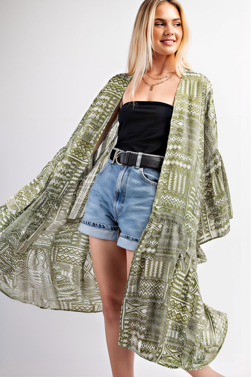 Byron Print Open Front Kimono