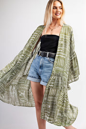 Byron Print Open Front Kimono