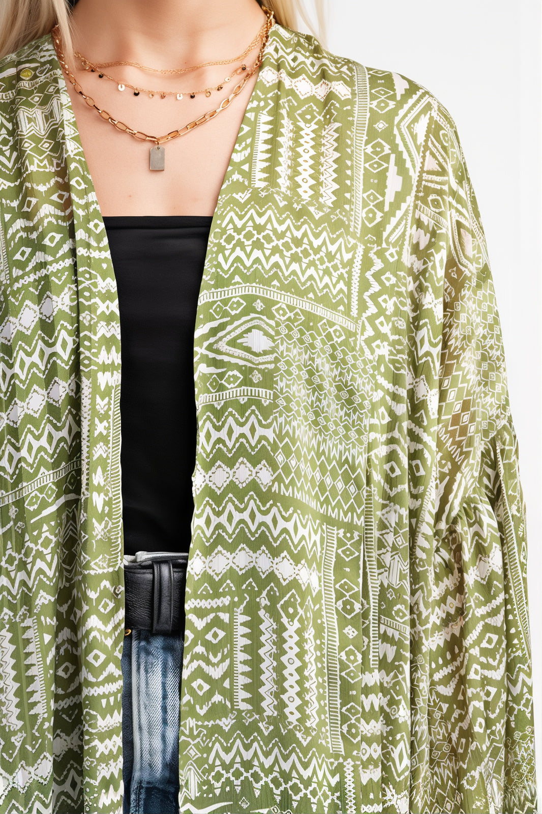Byron Print Open Front Kimono