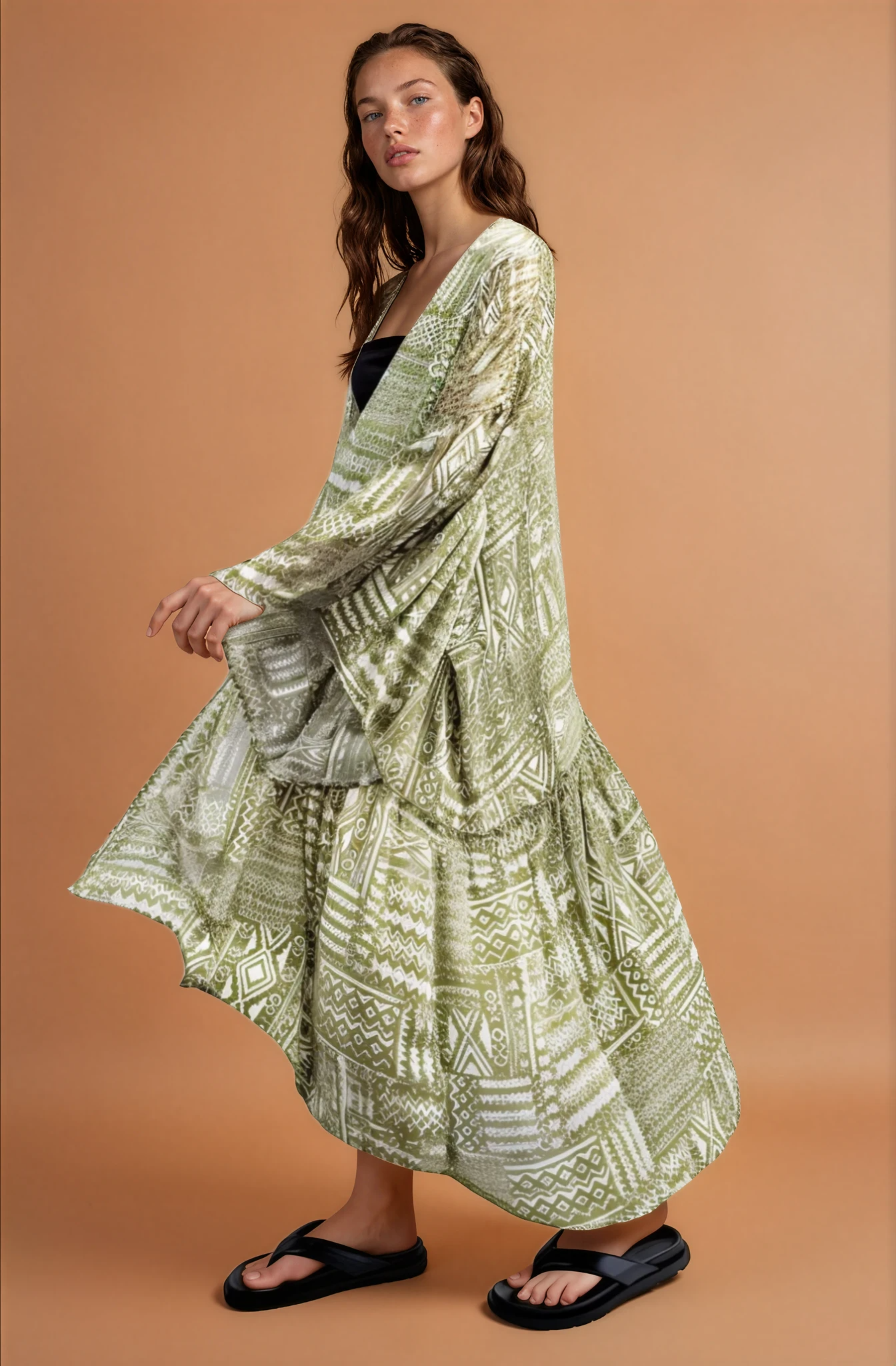 Byron Print Open Front Kimono