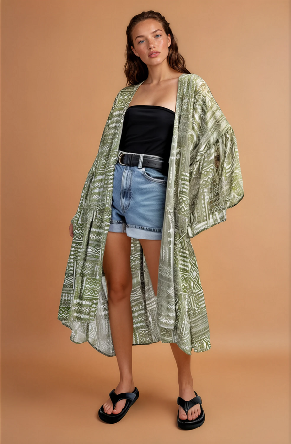 Byron Print Open Front Kimono