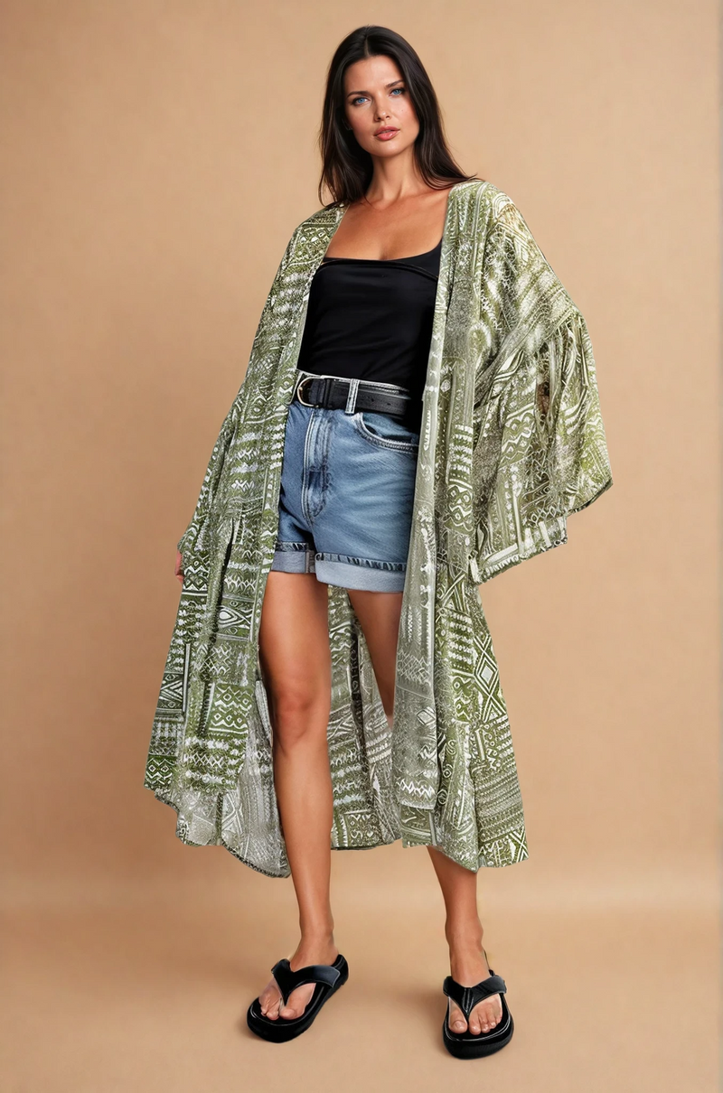 Byron Print Open Front Kimono