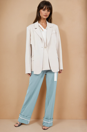 Sand Lapel Blazer with Trim