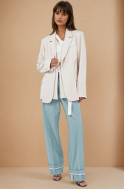 Sand Lapel Blazer with Trim