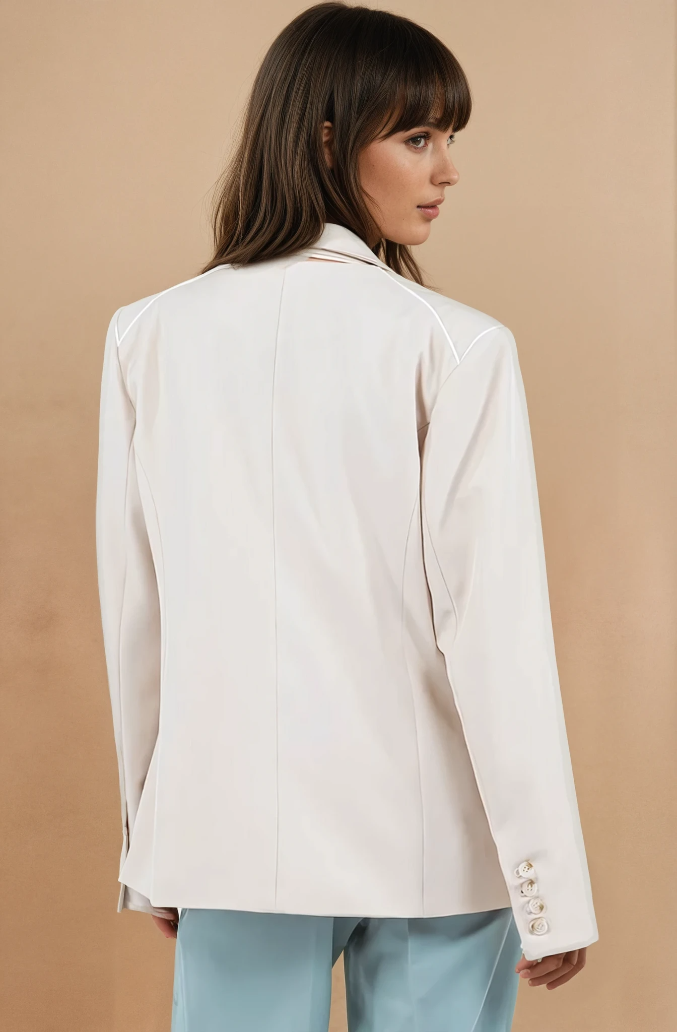 Sand Lapel Blazer with Trim