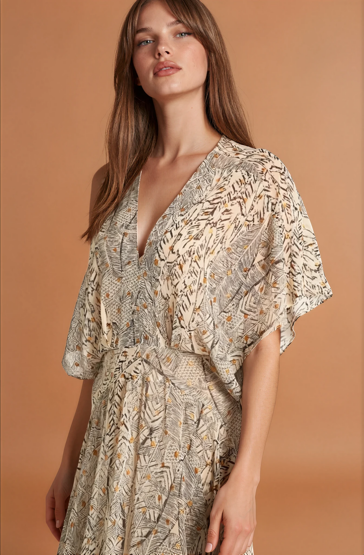 Camille Beige Print Maxi