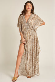 Camille Beige Print Maxi