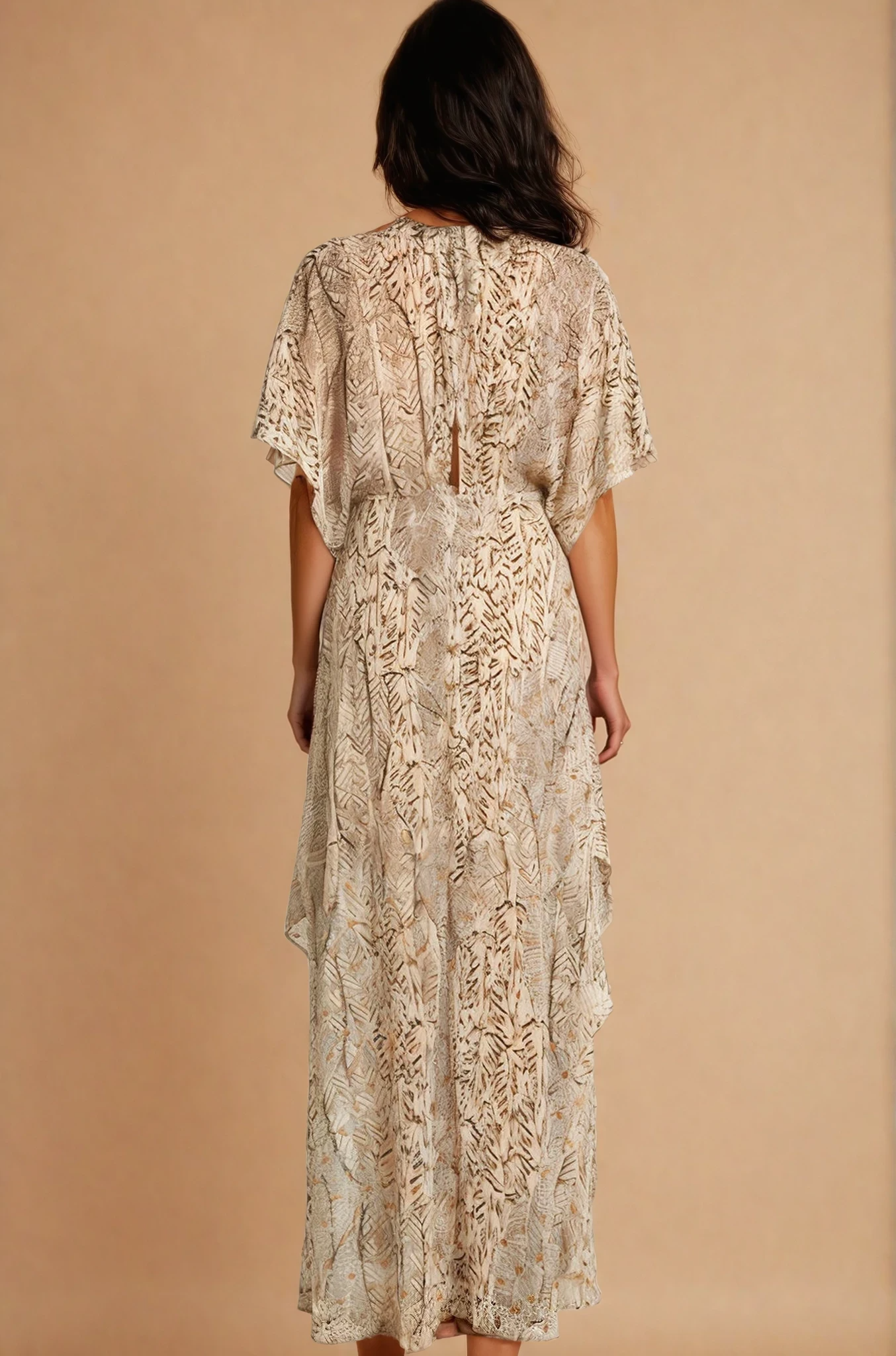 Camille Beige Print Maxi