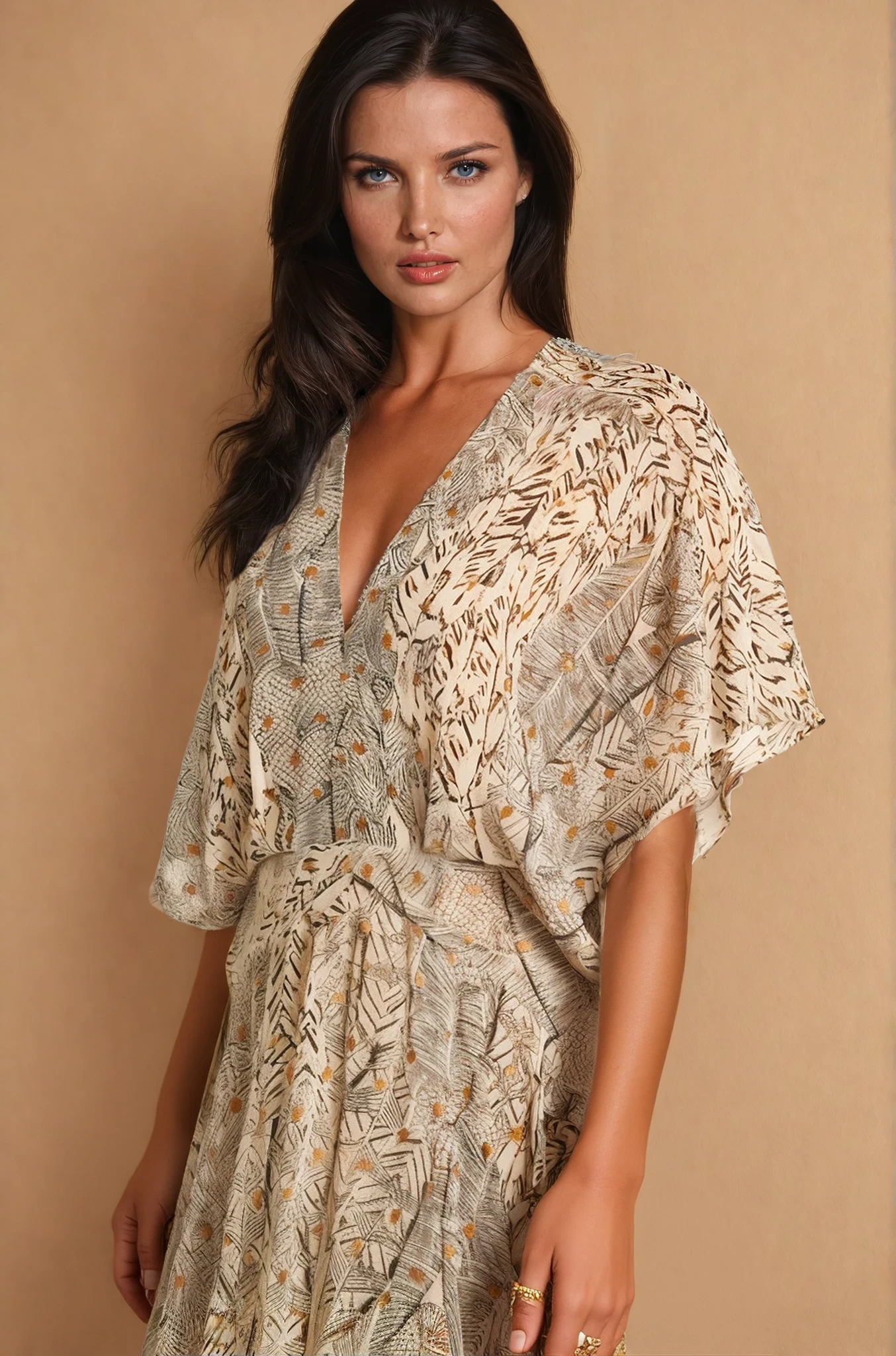 Camille Beige Print Maxi