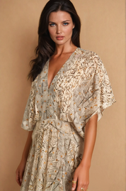 Camille Beige Print Maxi