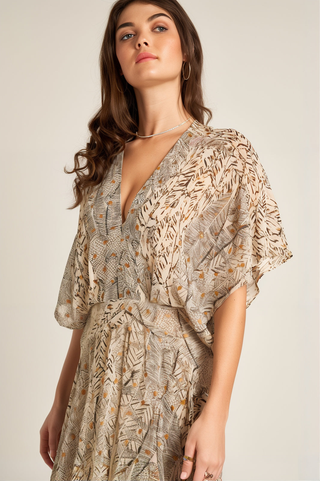 Camille Beige Print Maxi