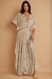 Camille Beige Print Maxi