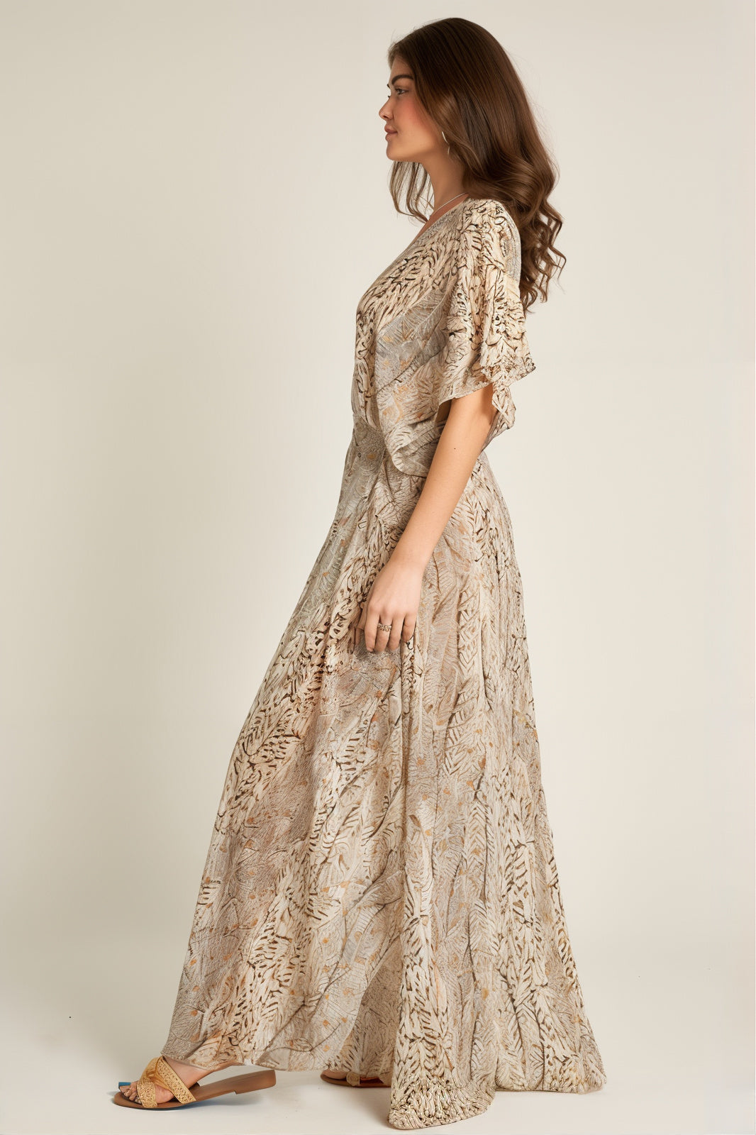 Camille Beige Print Maxi