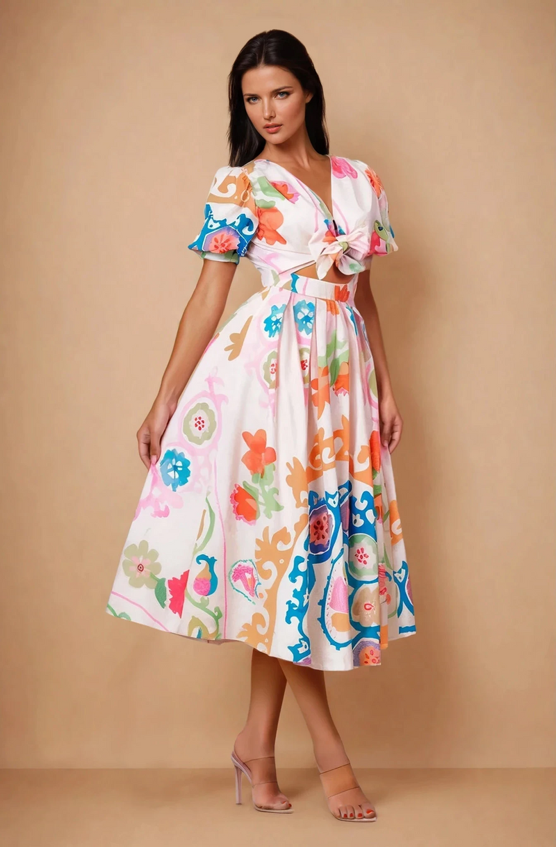 Mosaic Print Midi Dress