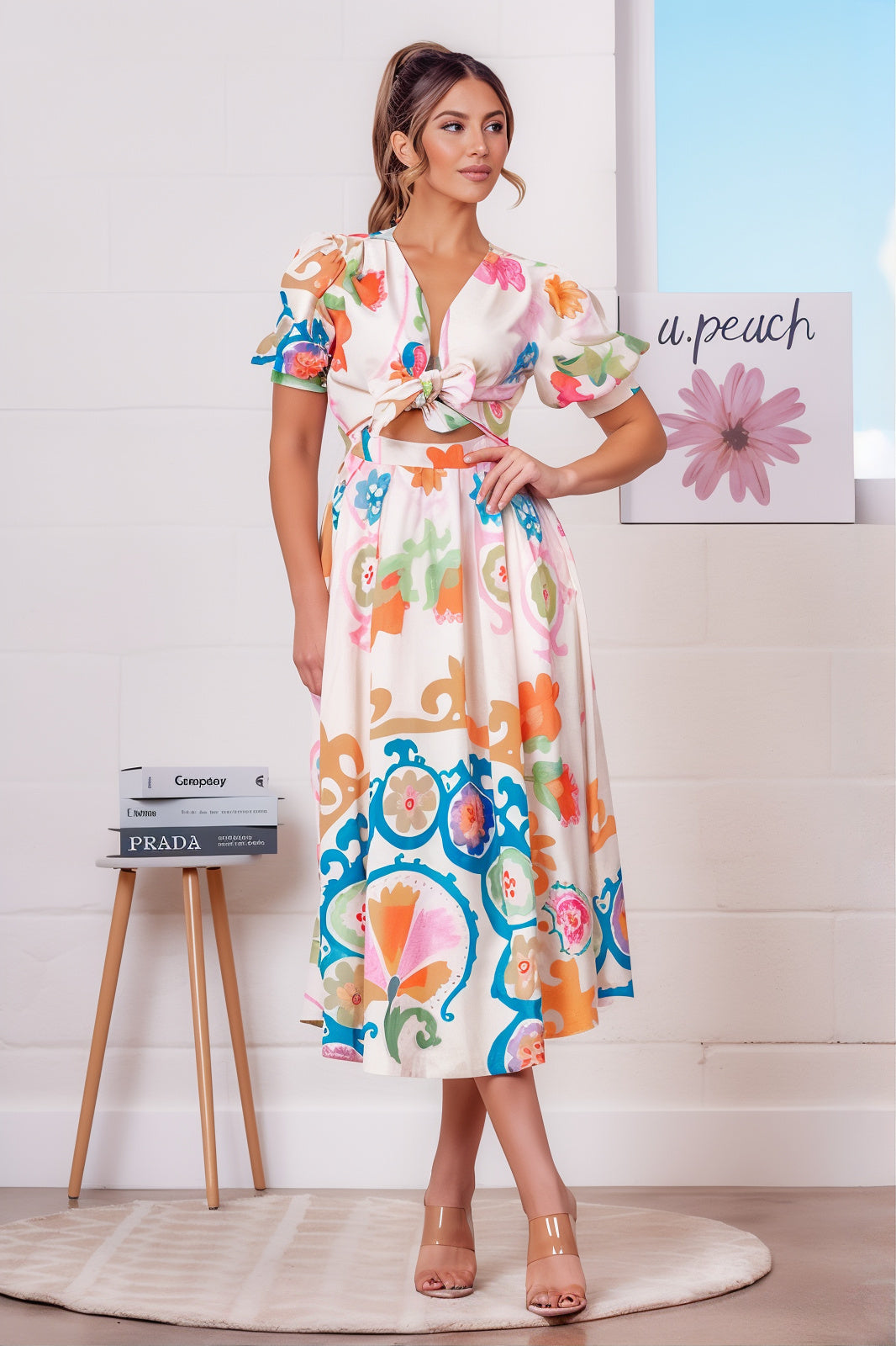 Mosaic Print Midi Dress