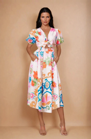 Mosaic Print Midi Dress