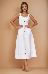 Van Sweetheart Neckline Midi Dress